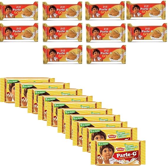Parle-G & Parle-G Gold Biscuit Combo Pack | 10 x 79.9g + 10 x 100g | Classic Glucose Biscuits & Premium Gold Biscuits | Tea-Time Snacks | Value Family Pack