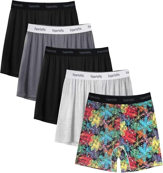 Cotton Boxers for Men Loose Fit Men's Underwear Boxer Shorts Soft Mens Boxer Pack, Breathable, Button Fly, Knit