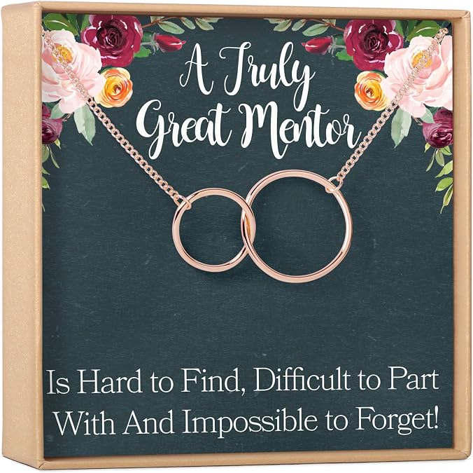 Dear Ava Mentor Gift Necklace: Gift for Boss, Teacher, Professor, Tutor, Coworker, 2 Interlocking Circles