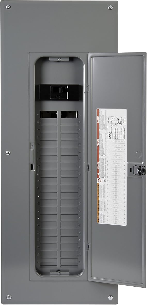 Square D - HOM4284M225PC Homeline 225-Amp 42-Space 84-Circuit Indoor Main Breaker Load Center with Cover, Plug-on Neutral Ready