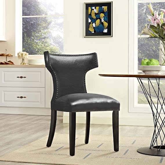 Modway EEI-3922-BLK Curve Vinyl Dining Chair, Black