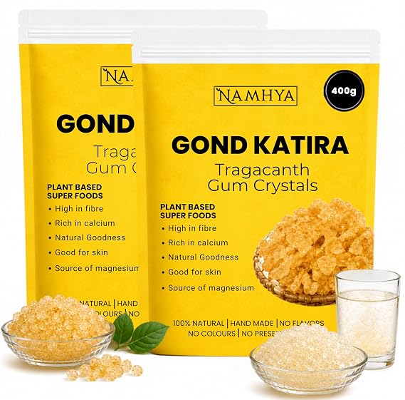 NAMHYA Premium Gond Katira (Edible Gum) Pure Organic 100% Natural Tragacanth Crystals, 14.11 oz