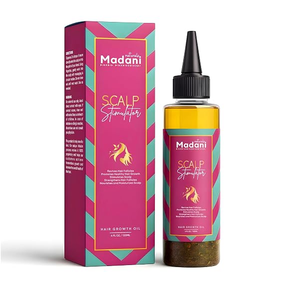 Madani Scalp Stimulator Hair Growth Oil, 4 fl oz, Nourishing Follicle Treatment, Hair Repair Regrowth with Rosemary & Mint