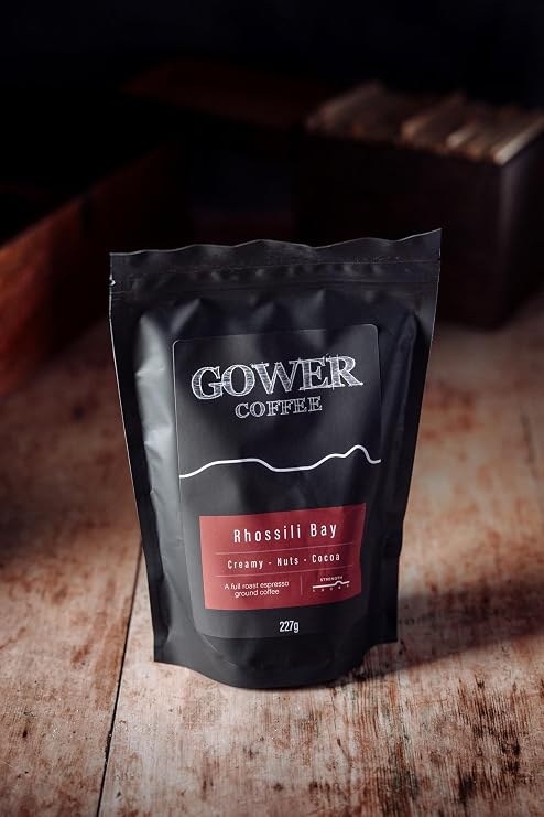 Gower Coffee - A blend of South American and African coffees roasted for a smooth, mild North Italian style espresso. Ground Coffee Pre-Ground for Cafetière, Filter & Coffee Machines