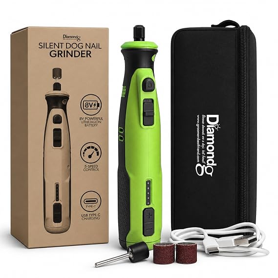 Diamondg Cordless Dog Nail Grinder - Quiet Sound with LED Light, Green
