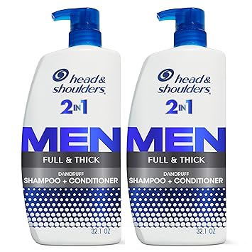 Head & Shoulders Anti-Dandruff Shampoo and Conditioner, Full and Thick 2-in-1 Twin Pack, 1% Pyrithione Zinc, Cleans to Restore Fullness to Thinning Hair, 32.1 fl oz Each