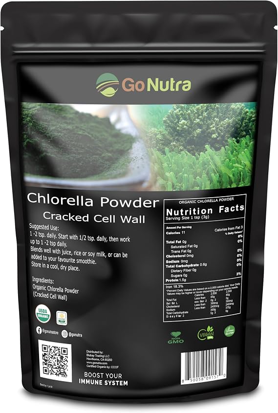 Chlorella Powder, Pure Greens Powder with Vitamins, Minerals, and Antioxidants, All Natural Greens Superfood Powder, Chlorella Cracked Cell Green Powder, Non-GMO, Vegan 4oz.