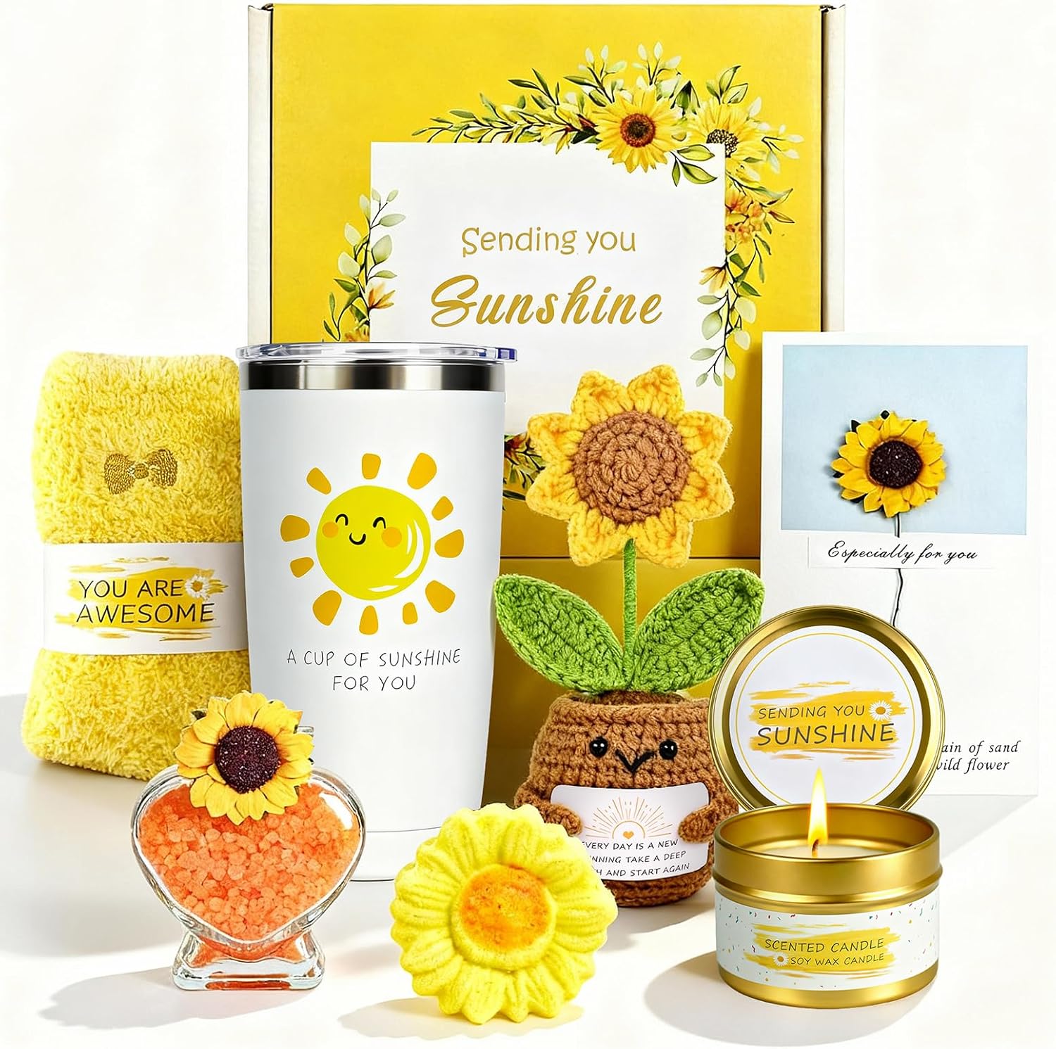 gift basket for women sunflower set birthday gift for women self care package unique inspirational gifts send sun gifts for mom wife sister friend