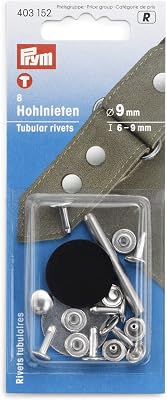 Prym - Stainless Silver Brass 6-9mm Tubular Hollow Rivets - 8 Pieces