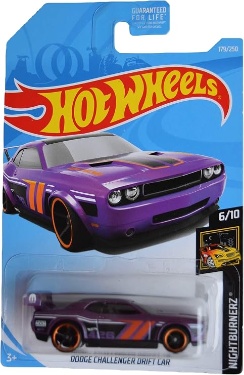 Hot Wheels Nightburnerz 6/10 Dodge Challenger Drift Car 179/250, Purple