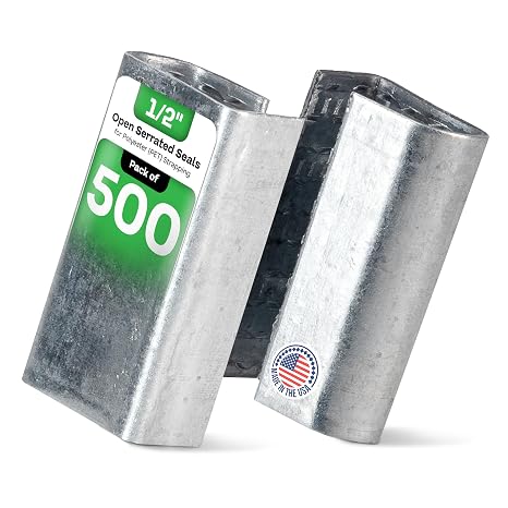 IDL Packaging PET-O-12 Packaging 1/2" Open Serrated Seals for Polyester (PET) Strapping, 1.25" Length, Box of 1000