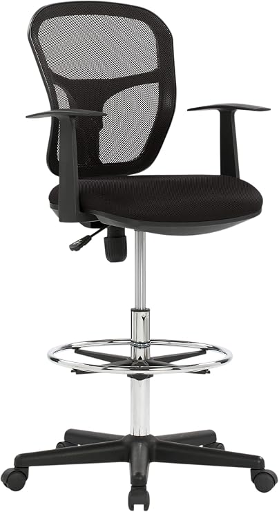 Studio Designs Riviera Drafting Work Chair with Foot Rest - Adjustable Height Chair - Contoured for Desk or Drafting Table