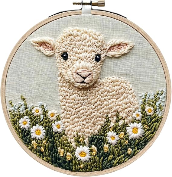 Embroidery Craft Set, Yarn Stitching Pattern, Punch Needle Kit | Complete Sewing Package, Textile Art Materials, Kit for Adults and Beginners Use