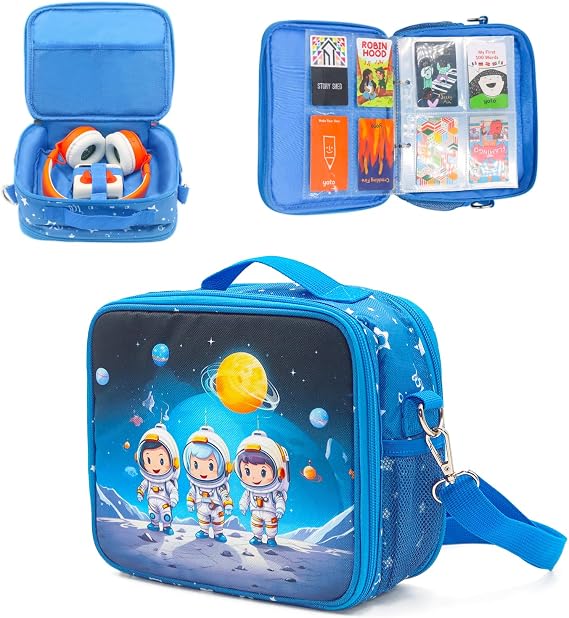 Taladad Travel Card Case for Mini Yoto Player, Card Holder,Card Binder Holder, Soft Portable Folder with 80 Pockets Player for Mini Audiobook Cards,Kids Audio Cards (blue)