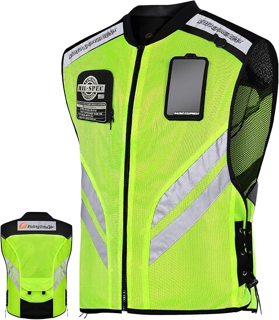 Motorcycle Vest Police Traffic Ride Safer Travel Safety Reflective Visibility Biker Vest for Men Women with Pockets