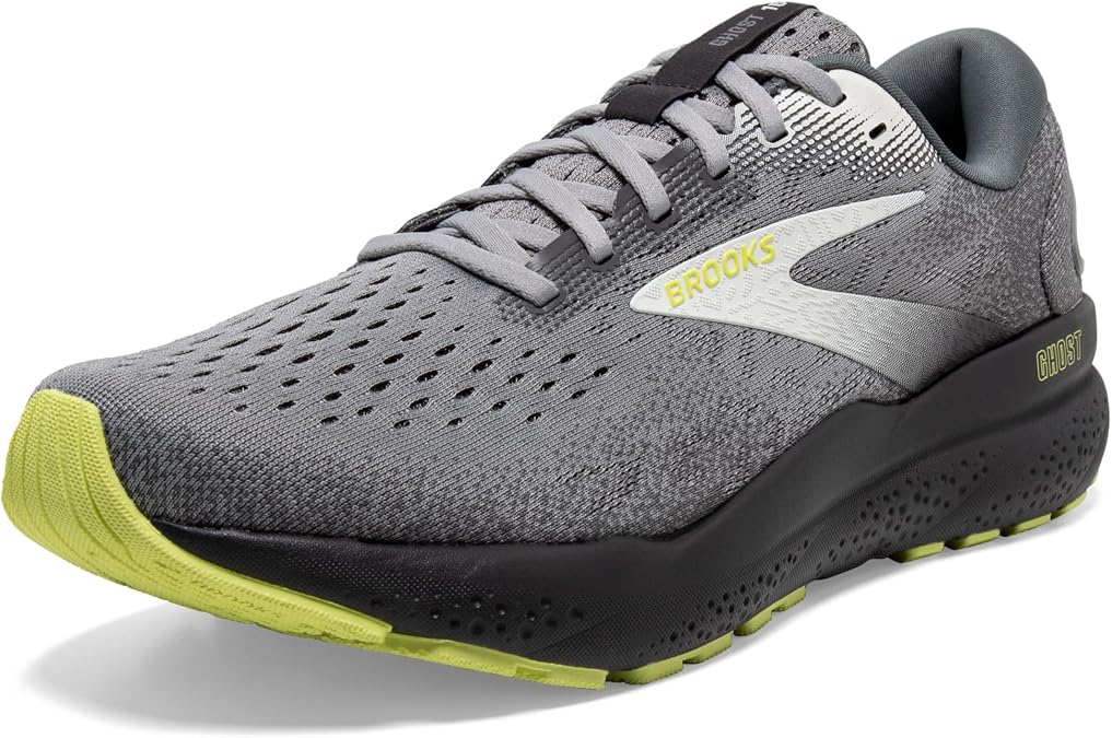 Brooks Men's Ghost 16 Neutral Running Shoe, Primer/Grey/Lime , 9 Wide