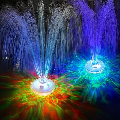 LanPool Floating Water Fountain with Underwater Lights, Powered Pump Outdoor, 2 Modes Sprinkler Waterfall Fountain for Inground Above Ground Pool, Pond-Blue-1PC