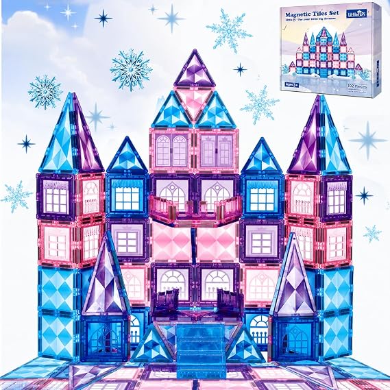 Little Pi 102pcs Frozen Princess Magnetic Tiles, Magnetic Blocks - Blue