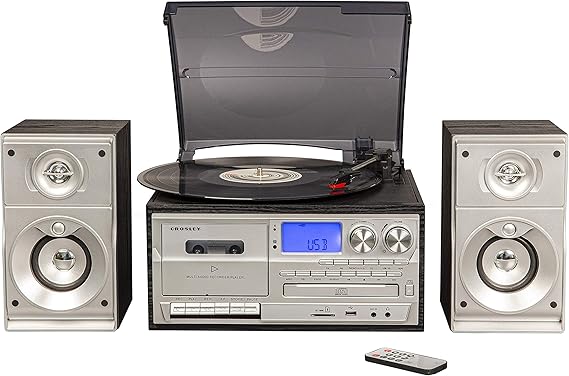 Crosley CR7014A-BK Eclipse 9-in-1 Record Player with Speakers, Black