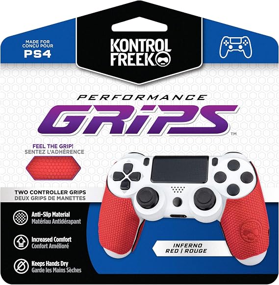 KontrolFreek Performance Grips for PlayStation 4 (PS4) Controller (Inferno Red)
