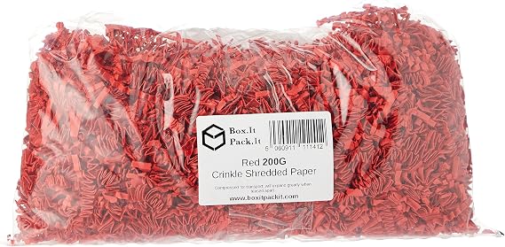 Shredded Crinkle ZigZag Kraft Paper, Red, 200g