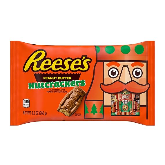 REESE'S Chocolate Peanut Butter Creme Nutcrackers, Christmas Candy Bag, 9.2 oz