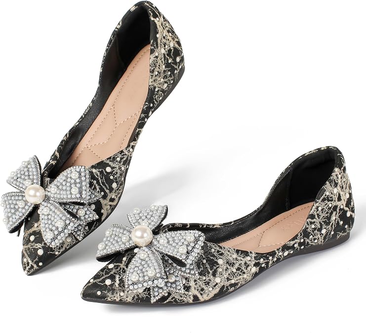 Flats for Women Ballet Shoes Bow Comfort Slip On Flat Shoes