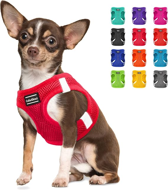 CollarDirect Step-in Reflective Dog Harness - Any Weather Air Mesh for Small and Medium Dogs Easy to Put On and Off (Size S, Red)