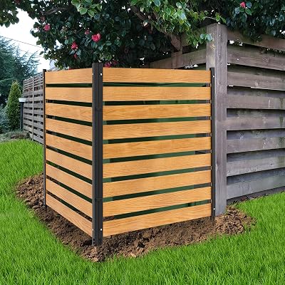 Air Conditioner Fence Outdoor Privacy Screens, 2 Panels 36 W x 44 H Wood Fence Panels Trash Can Fences with Metal Stakes, Pool Equipment Enclosure Fences for Outside