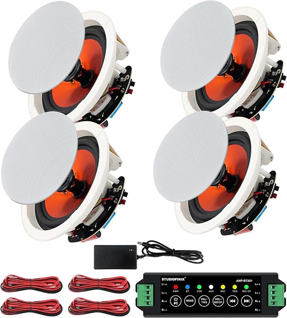 STUDIOFINIX 6.5" 600 Watts Bluetooth Ceiling Speakers Home Recessed Speaker System Suitable for Indoor,Kitchen,Home