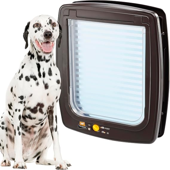 Ferplast Pet Door for Cats and Dogs Swing 15, Cat Flap for All Pets, Fast Installation, Four-Way controllable Entry and exit- Large - Brown