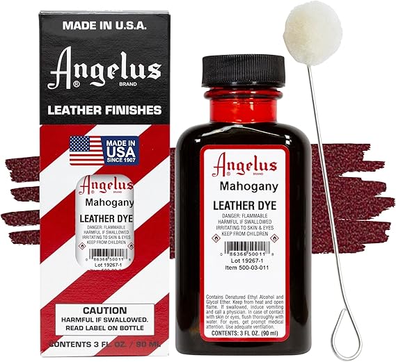 Angelus Leather Dye, Mahogany, 3 Ounce Bottle (500-03-011)
