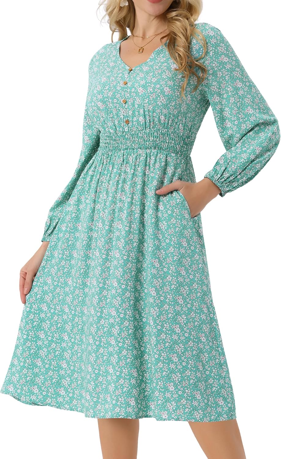 Seta T Womens Fall Dresses 2025 Casual Long Sleeve V Neck Midi Dress Floral Boho Beach Flowy Dress
