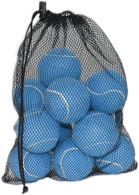 URBEST Tennis Ball 12 Packs Training Tennis Balls Practice Balls for Novice Player, Pet Dog Playing Balls with Mesh Carry Bag
