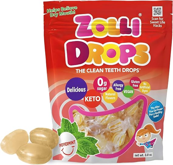 Zollipops Clean Teeth Drops Peppermint 85g For Cleaning and Enjoying Candy