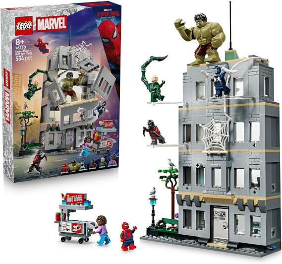 LEGO Marvel Örümcek Adam ve Hulk’ın Destansı Çarpışması 76350-8 Yaş ve Üzeri Kız ve Erkek Çocuklar için 6 Karakter İçeren Oyuncak Yapım Seti, Süper Kahraman Hediye Fikri (534 Parça)