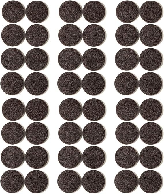 Furnigear Felt Furniture Pads for Hardwood Floors - Self Adhesive Chair Felt Pad, Floor Protector for Furniture Feet, Furniture Slider Moving Furniture Smoothly, Anti Scratch 48 Pcs 1-1/2" Round Brown