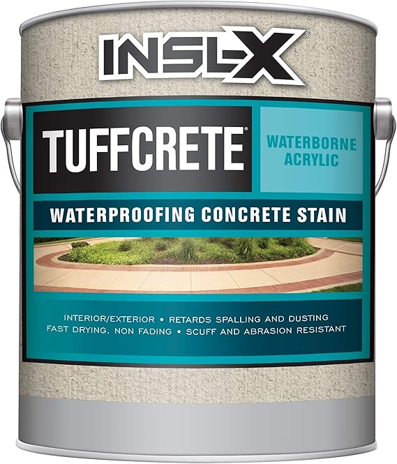 INSL-X TuffCrete Waterborne Acrylic Concrete Stain Paint, Light Gray, 1 Gallon