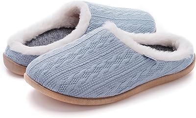 WHITIN Women Arch Support Fuzzy Knitted Slipper Warm Slip On House Shoes