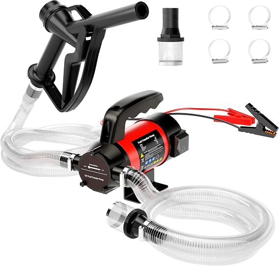 12V Fuel Transfer Pump, 13GPM Electric Diesel Transfer Pump w/Nozzle Hoses