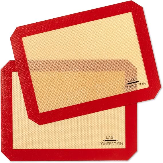 Last Confection Silicone Baking Mat - Set of 2 Non-Stick Quarter Sheet (8-1/2" x 11-1/2") Professional Food Safe Tray Pan Liners