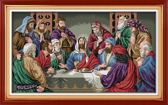 YEESAM ART Cross Stitch Kits for Adults Beginners The Last Supper by Leonardo da Vinci Pre Printed 11ct, DIY Stamped Embroidery Starter Kit Easy Sewing Set Home Decor