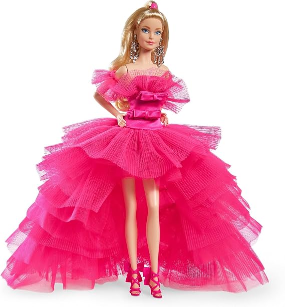Barbie Signature Pink Collection Doll, Doll (12-inch) with Silkstone Body Wearing Tulle Gown, Gift for Collectors