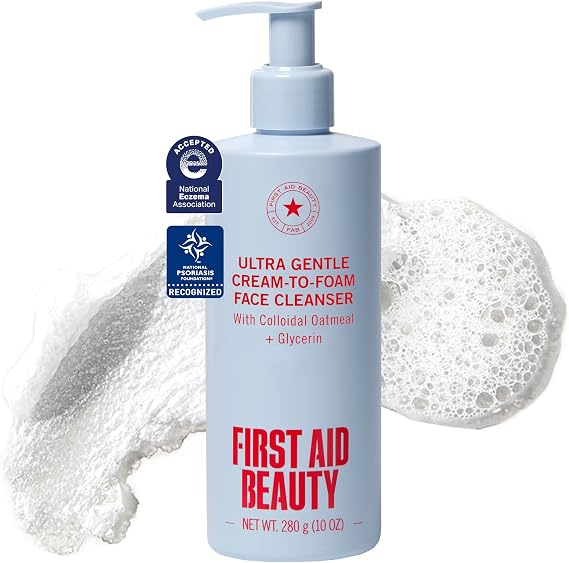 First Aid Beauty - Pure Skin Face Cleanser, Effectively Removes Makeup, Dirt, and Impurities, Gentle Cleanser Leaves Skin Soft &amp; Supple, Safe for Sensitive Skin, Fragrance Free, 10 oz