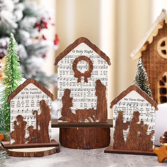 Yousoontic 3 Pcs Music Sheet Nativity Decor Christian Christmas Decorations