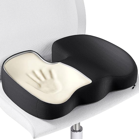 Benazcap Seat Cushion for Office Chair Cushions, Non-Slip, Sciatica & Tailbone Pain Relief Firm Coccyx Pad for Long Sitting, for Desk Chair/Car Seat/Gaming Chair/Wheelchair, Black