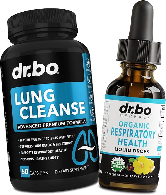 Lung Cleanse Support Supplement Pills & Drops - Organic Respiratory Health Drops Supplements Herbal Lung Cleanse, Mullein - Herbal Detox for Lungs & Bronchial Mucus Health Mullein