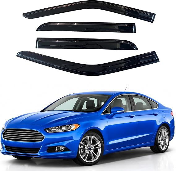 IG Window Visor for Ford Fusion 2013-2020, Rain Guard Tape-On Extra Durable Sun Wind Side Vent Window Deflector Mugen Style, 2013 2014 2015 2016 2017 2018 2019 2020