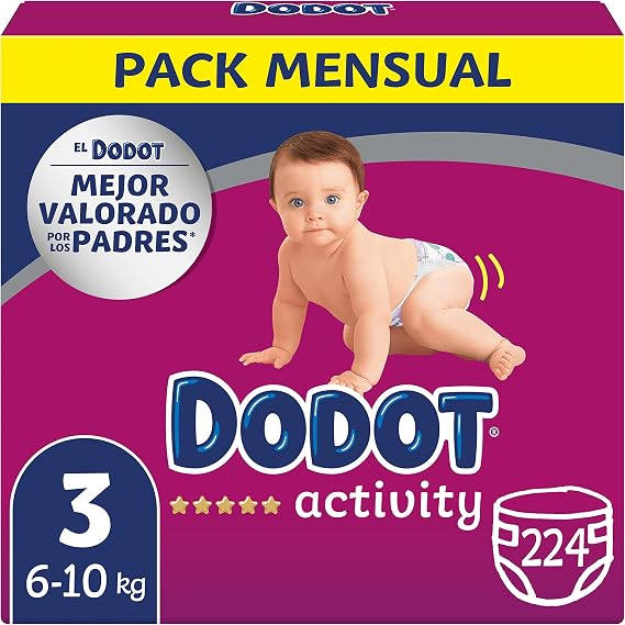 Dodot Baby Activity Diapers Size 3 (6-10 kg), 224 Diapers with Stronger Fit