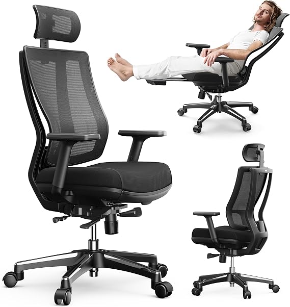 OdinLake L2 Ergonomic Office Chair with Footrest, 4" Molded Foam Seat